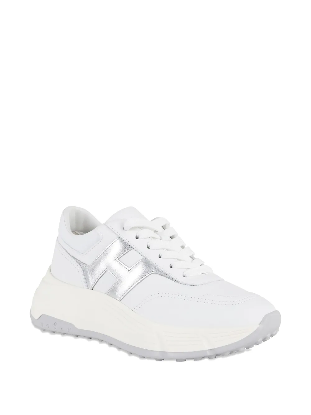 Hogan metallic-logo leather sneakers White