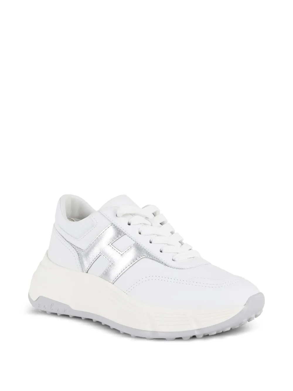 Hogan metallic-logo leather sneakers White
