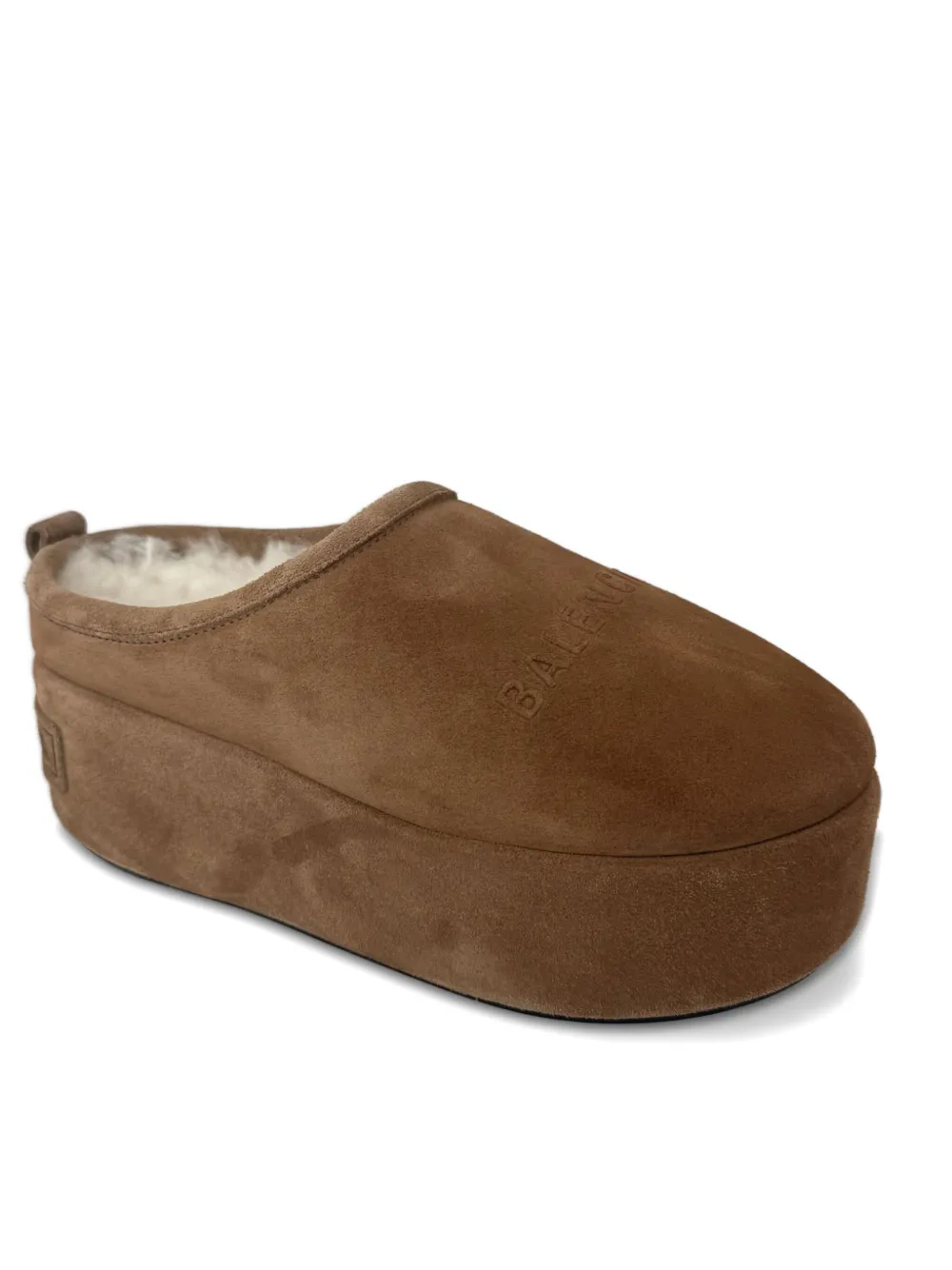 Balenciaga Camel Suede Alaska Soft Slippers In Brown