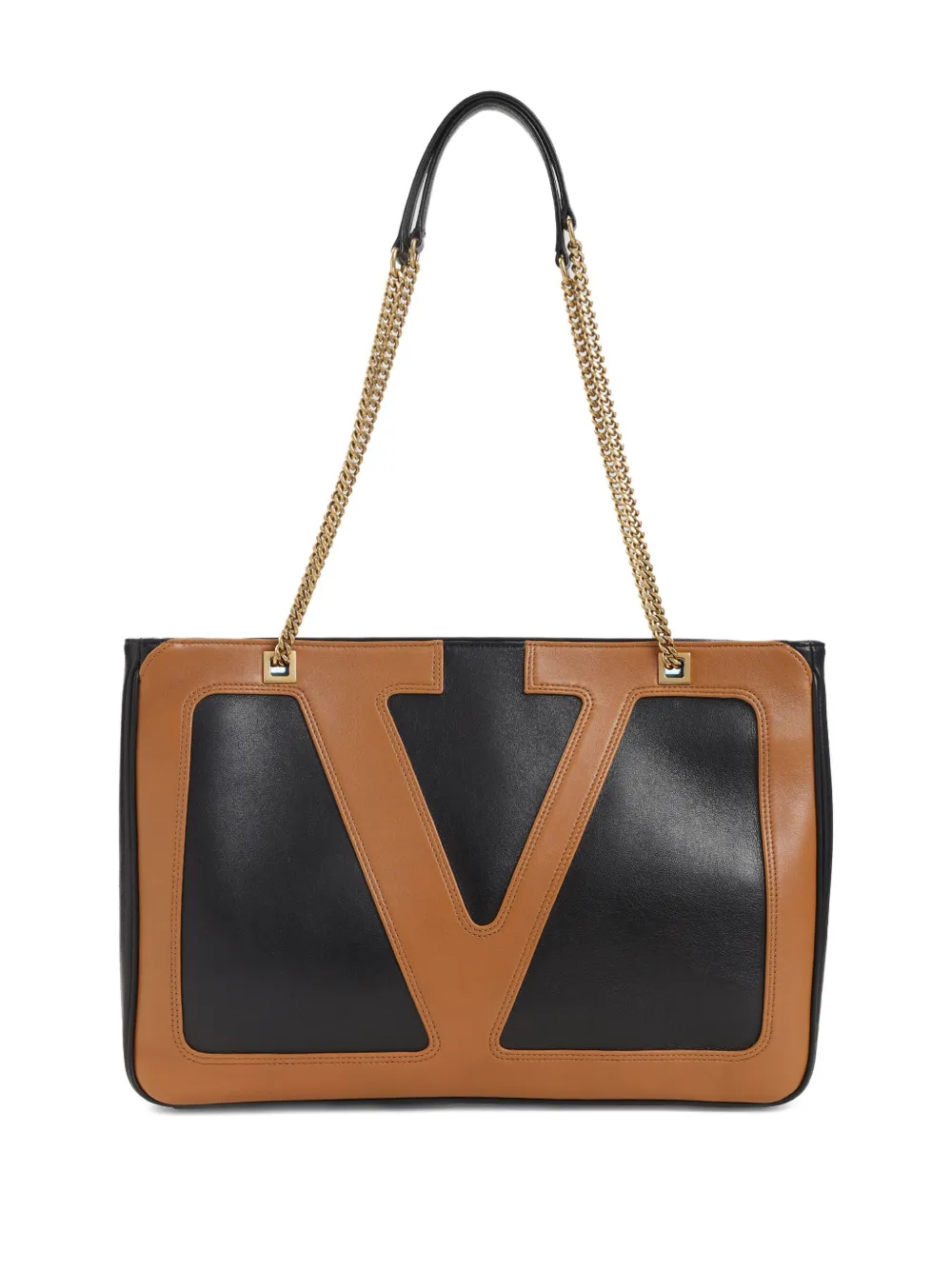 Valentino Garavani V-detail chain tote bag Zwart