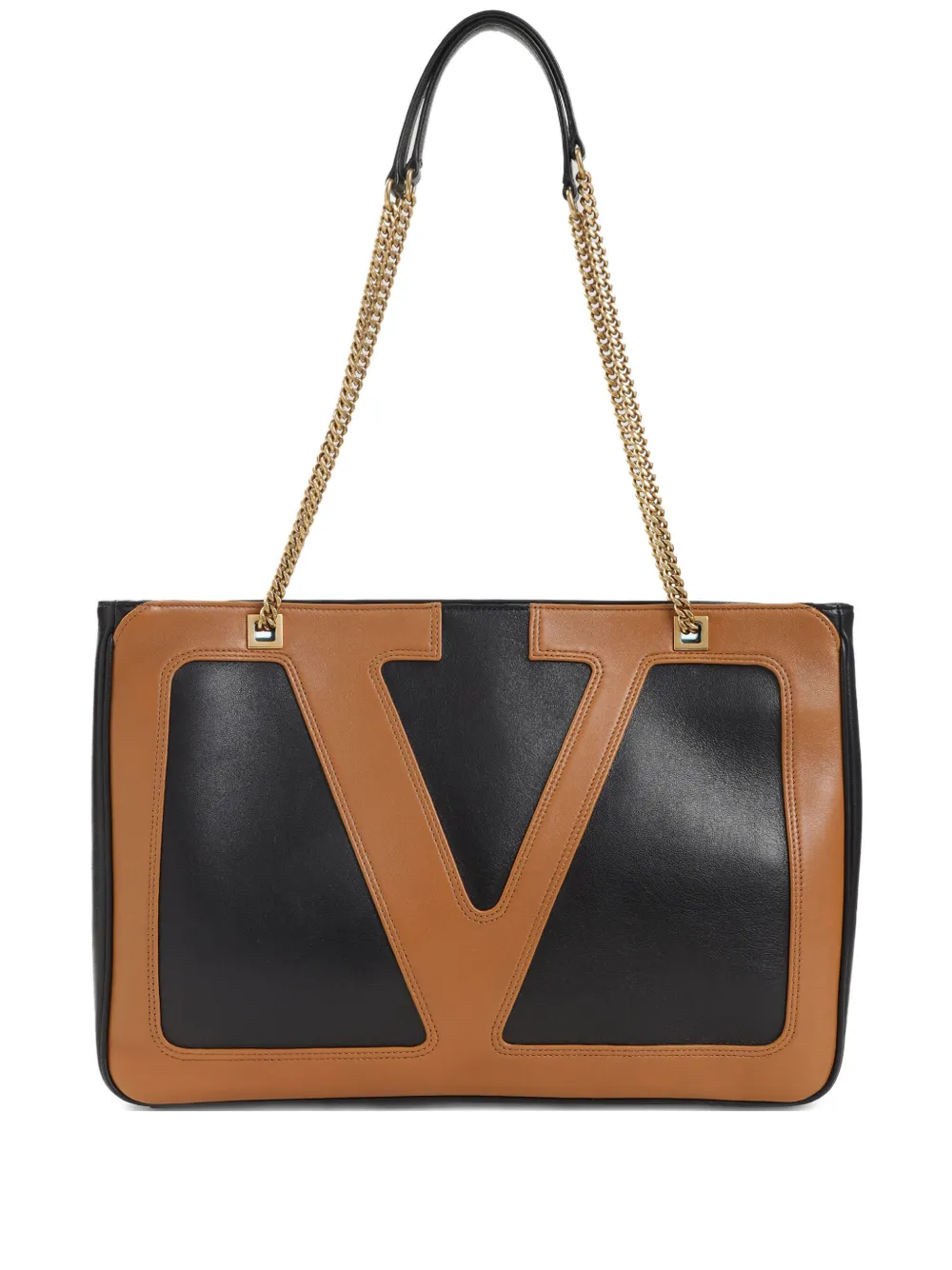 Valentino Garavani V-detail chain tote bag Zwart