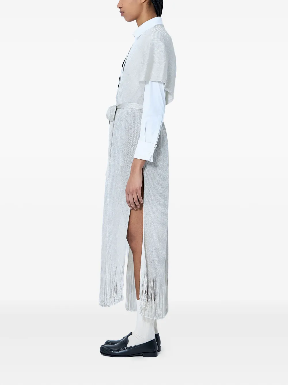 Max Mara Fringe-hem Tie-belt Cardigan In White