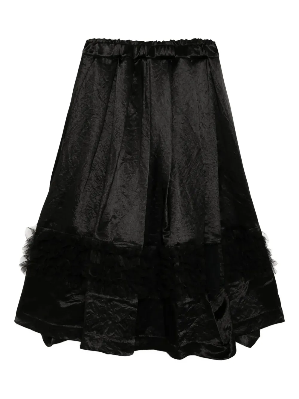 Black Comme Des Garçons Ruffled Satin Skirt In Black