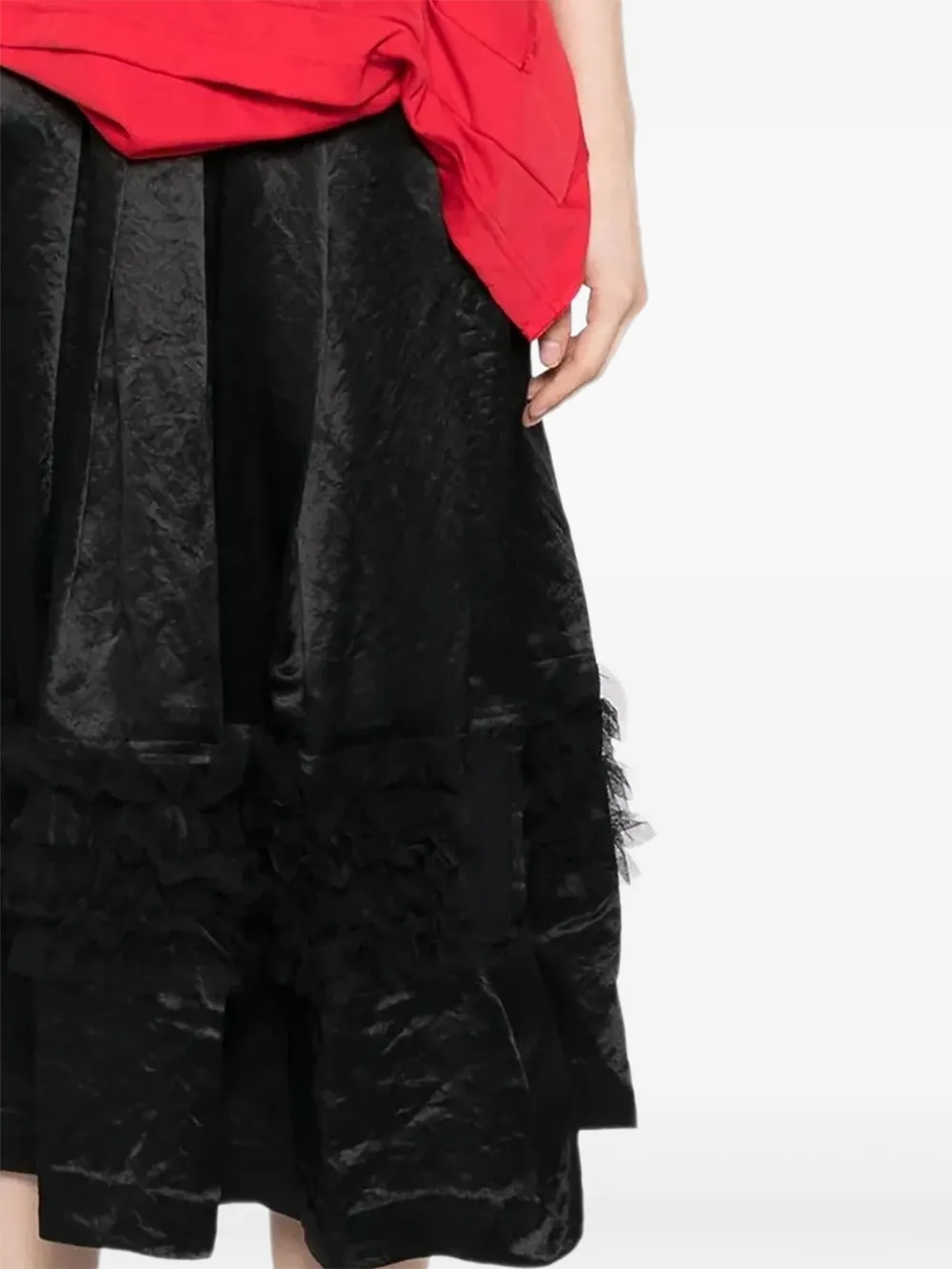 Black Comme Des Garçons Ruffled Satin Skirt In Black