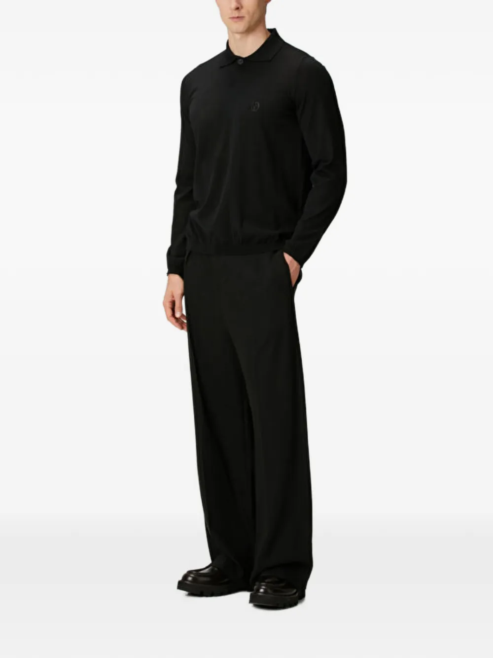 Giorgio Armani long-sleeved polo sweater - Zwart