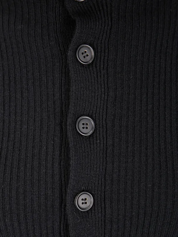 Yohji Yamamoto high-neck Ribbed Buttoned Cardigan Black FARFETCH IN