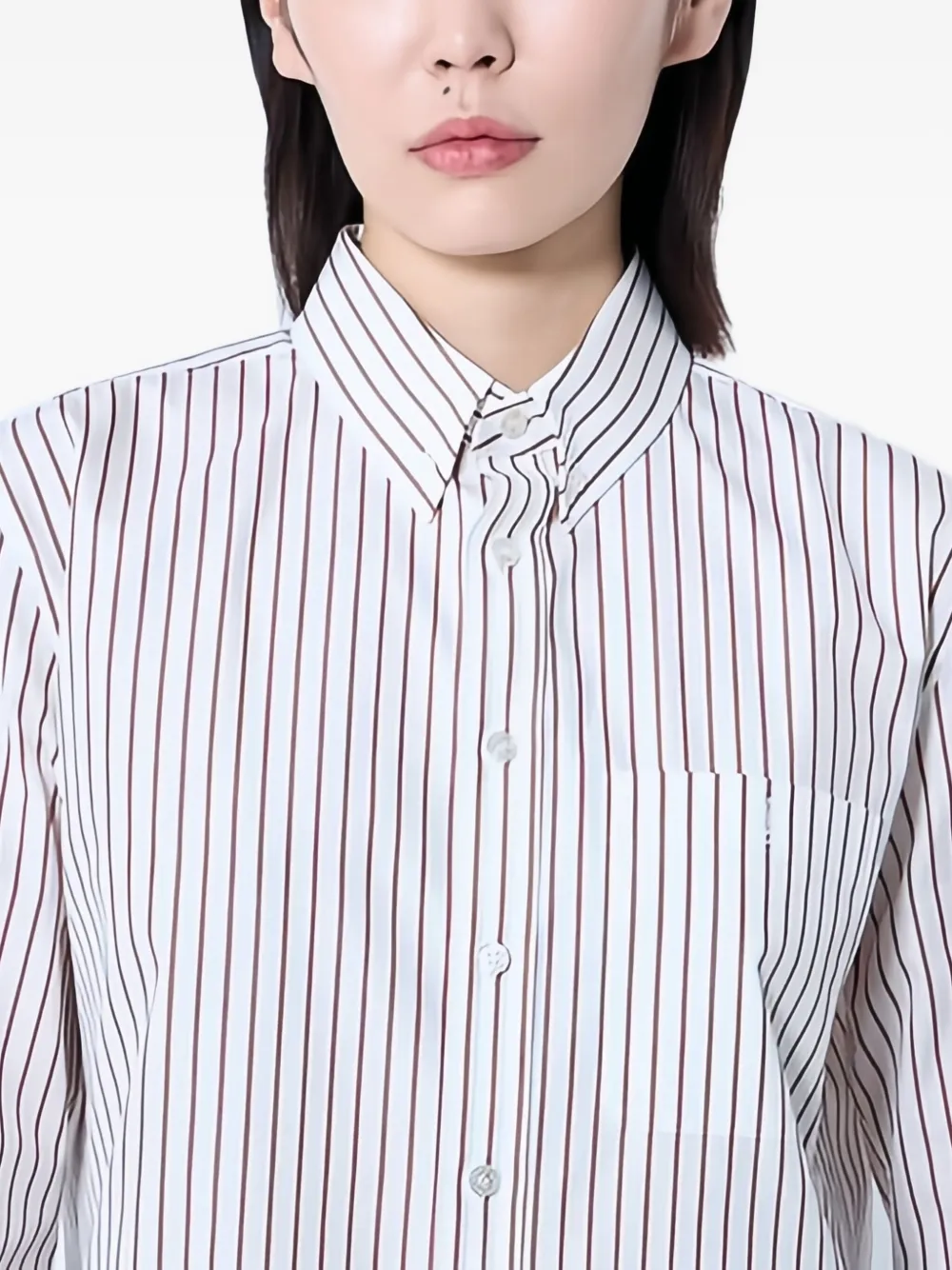 Saint Laurent Gestreept katoenen blouse Wit