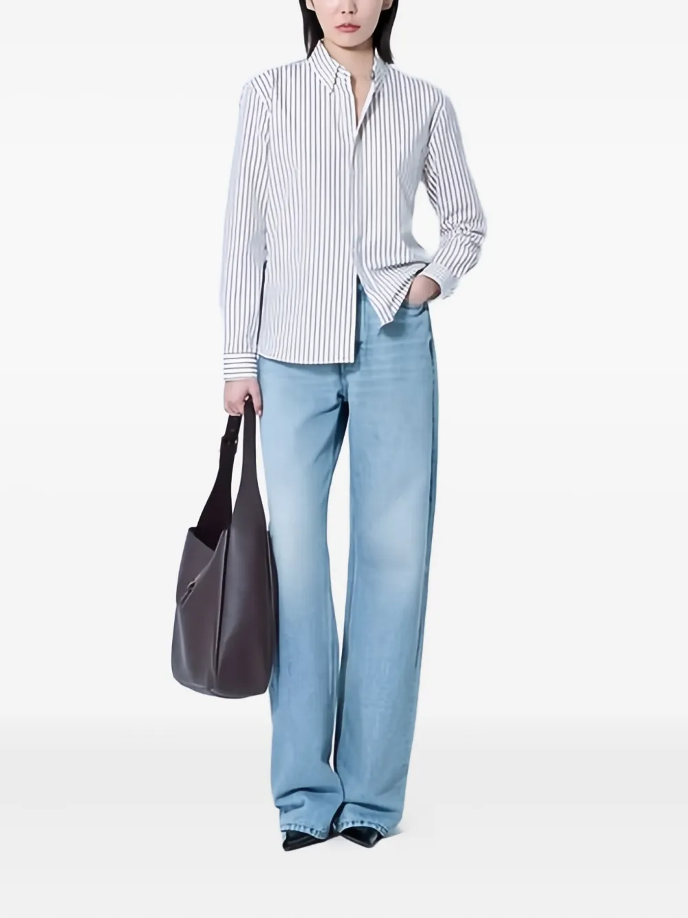 Saint Laurent Gestreept katoenen blouse - Wit