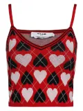 MSGM heart-pattern knitted top - Red