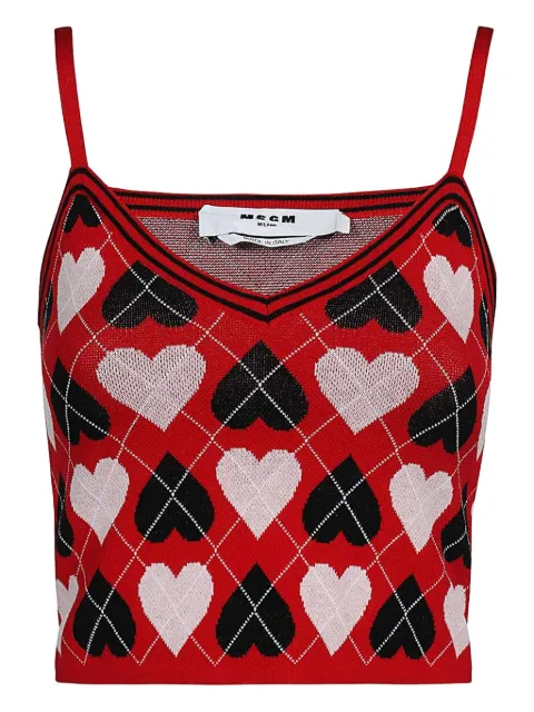 MSGM heart-pattern knitted top