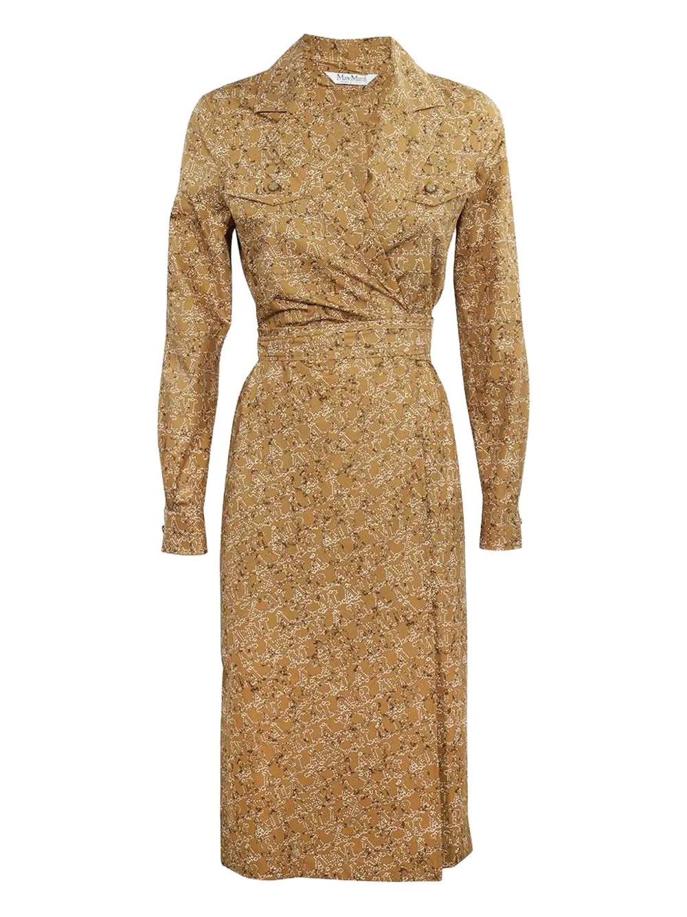 Max Mara wrap-around logo-print dress - ブラウン Max Mara wrap-around logo-print dress - ブラウン