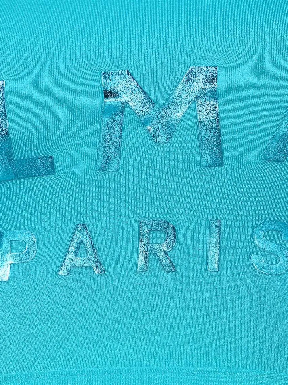 Balmain Logo-print One-shoulder Bikini In Blue