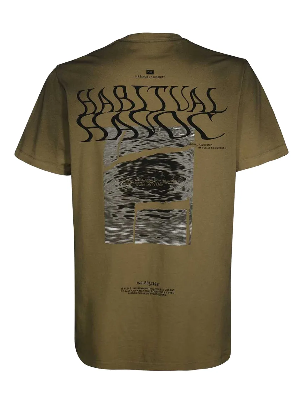 ISO.POETISM T-shirt met geribbelde hals en maxi-print - Bruin