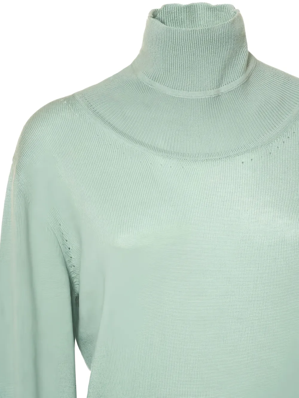 Malo Roll-neck Pointelle Sweater In Green