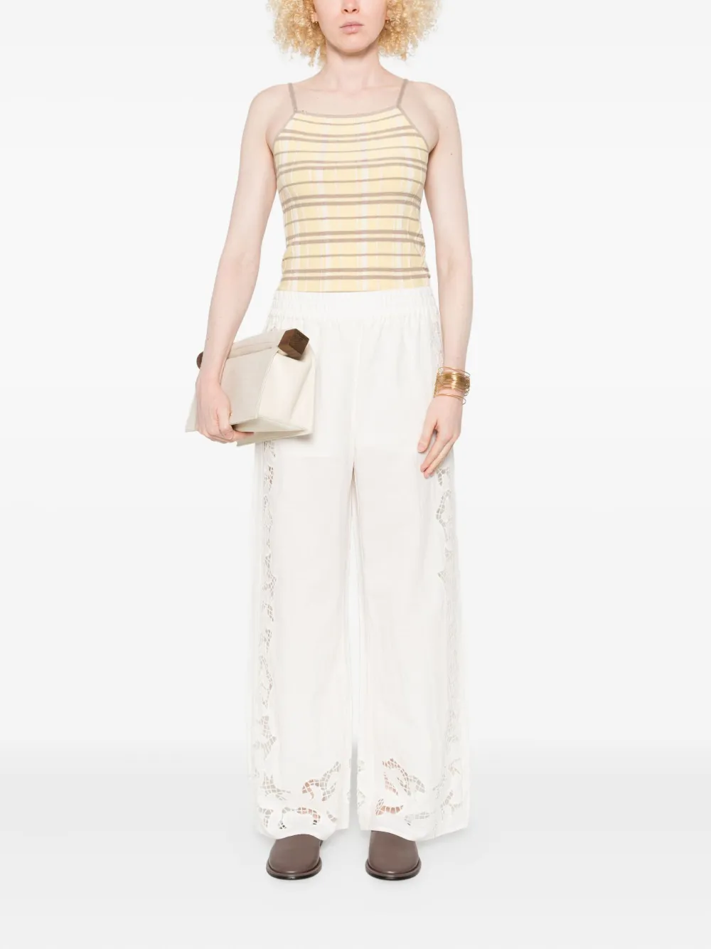 Alice + olivia Tanya broek met borduurwerk en ringlets - Wit