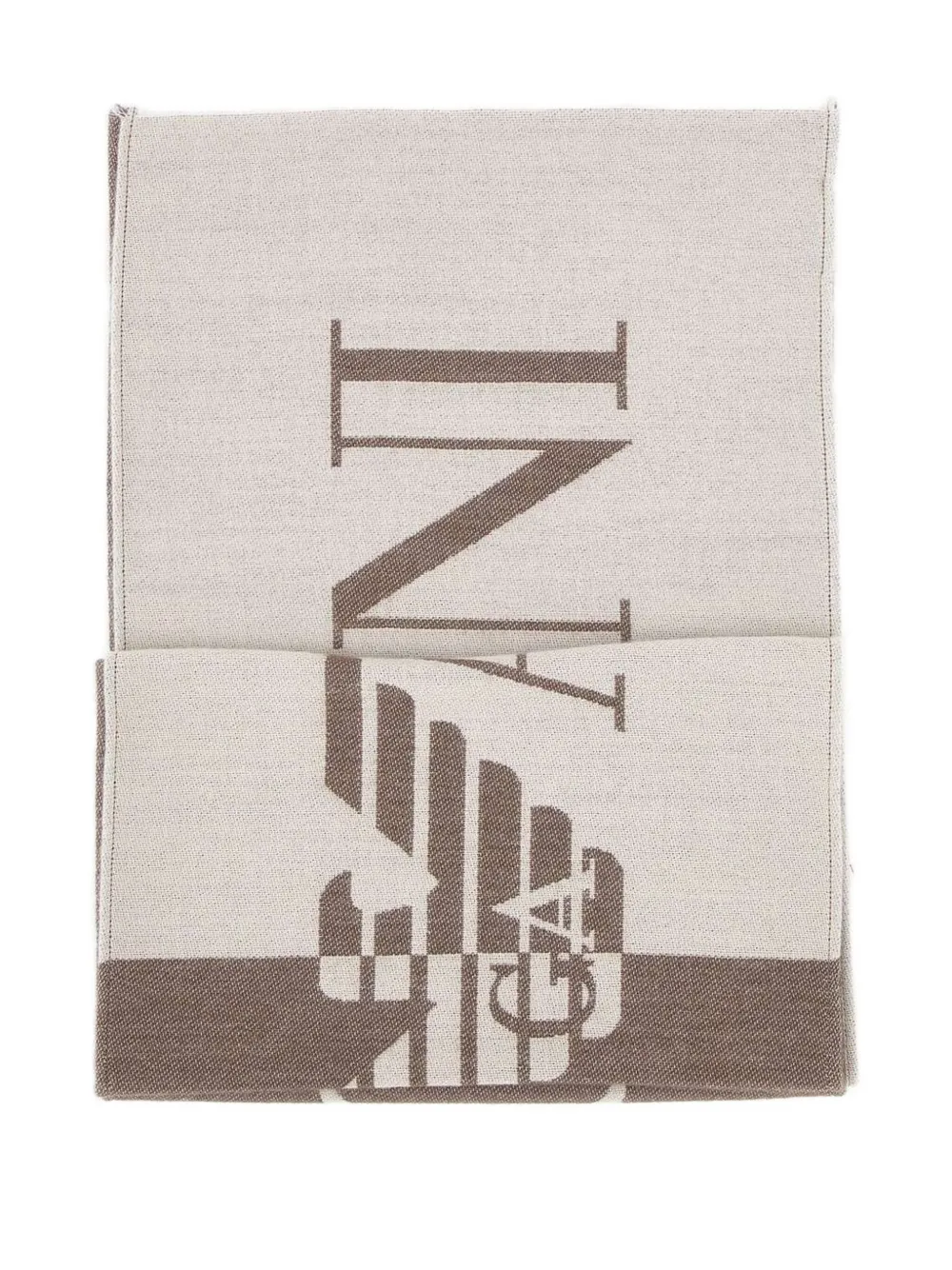 Emporio Armani two-tone logo fringed scarf Bruin