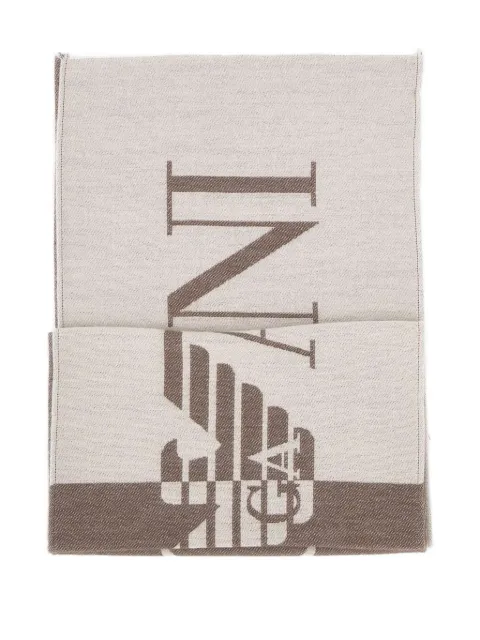 Emporio Armani two-tone logo fringed scarf