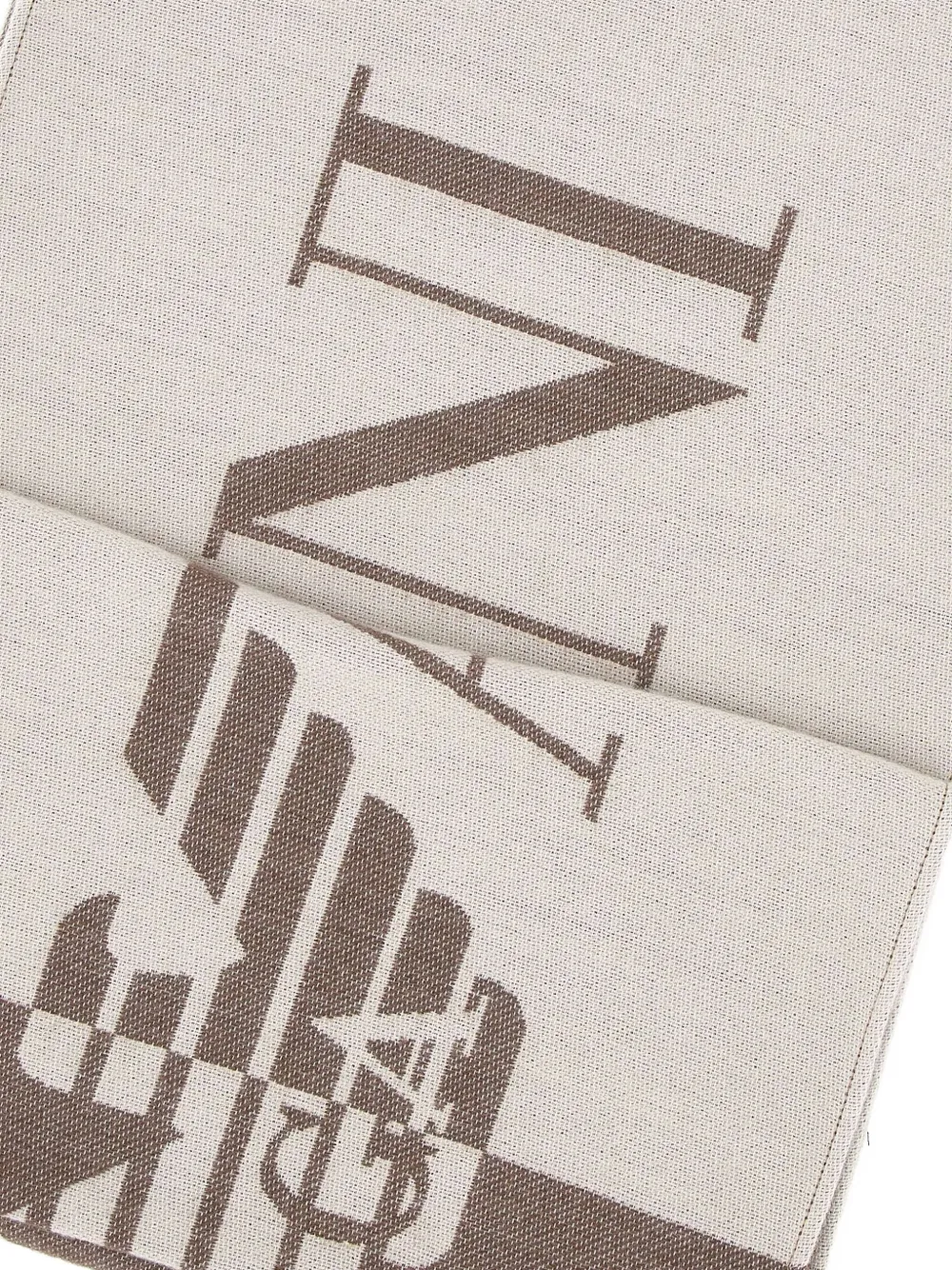 Emporio Armani Tweekleurige sjaal met logo en franje Bruin