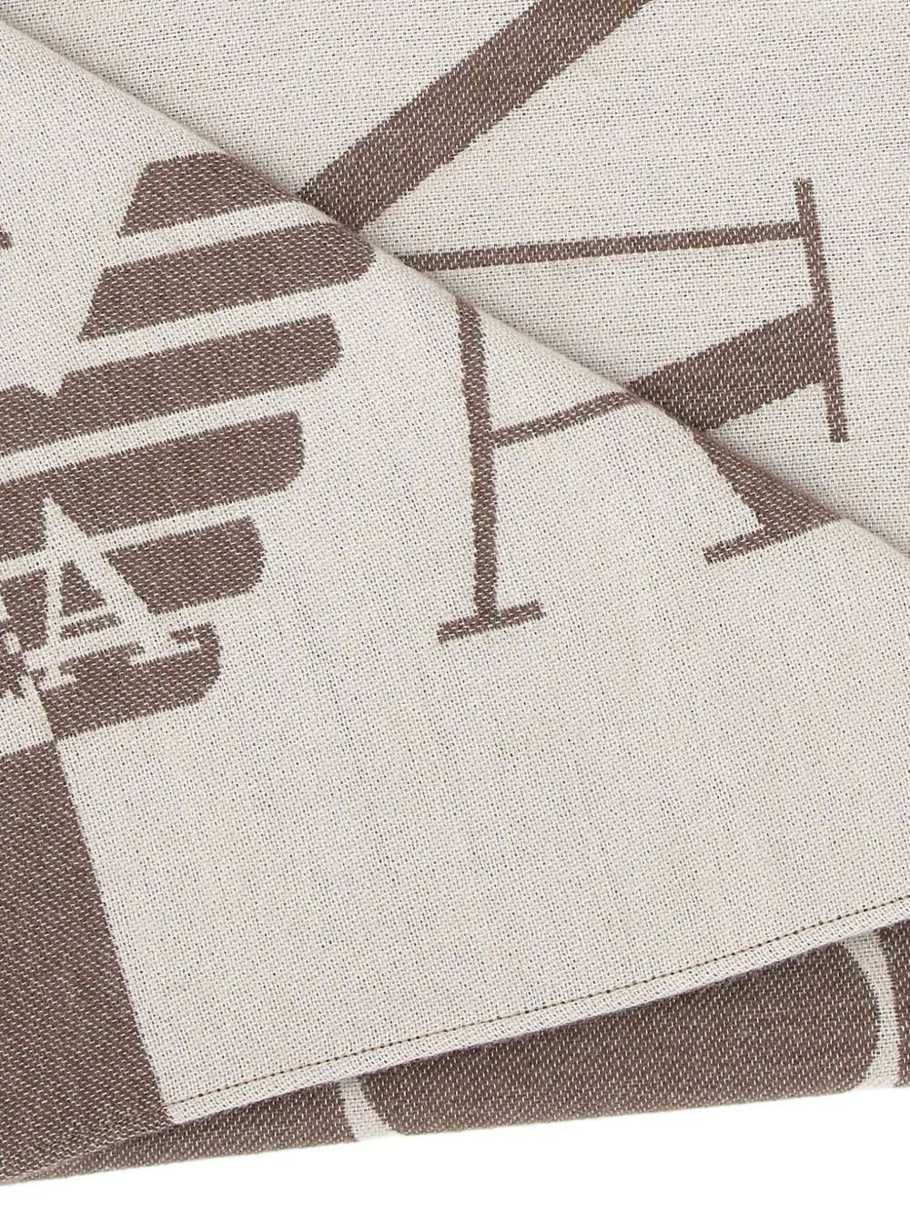 Emporio Armani Tweekleurige sjaal met logo en franje Bruin