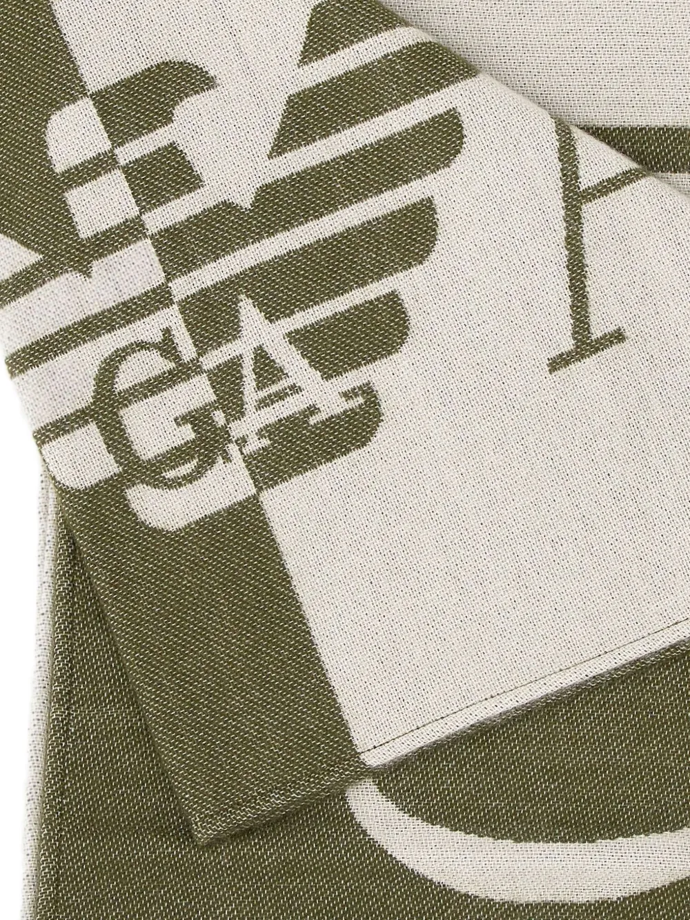 Emporio Armani Tweekleurige sjaal met logo en franje Wit