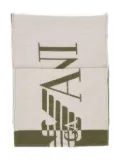 Emporio Armani two-tone logo fringed scarf - White