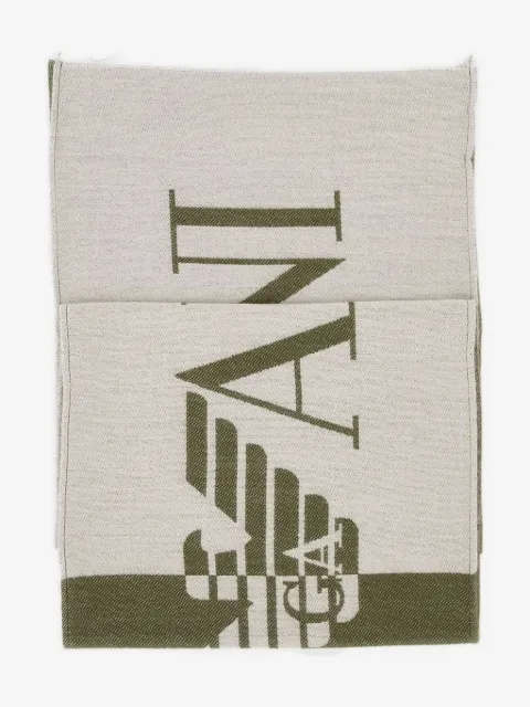Emporio Armani two-tone logo fringed scarf