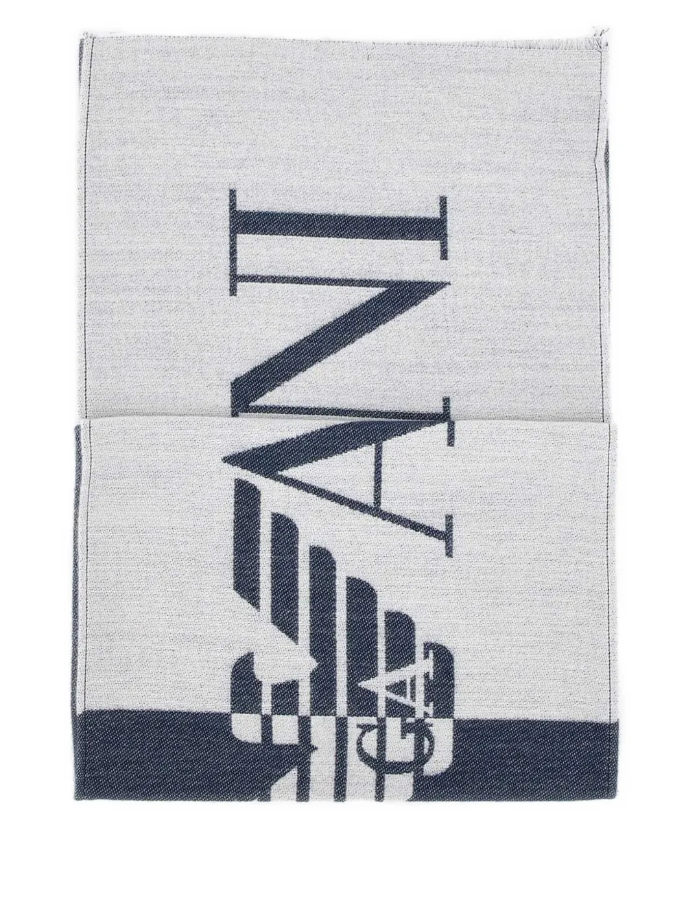 Emporio Armani logo-embellished fringed scarf Wit