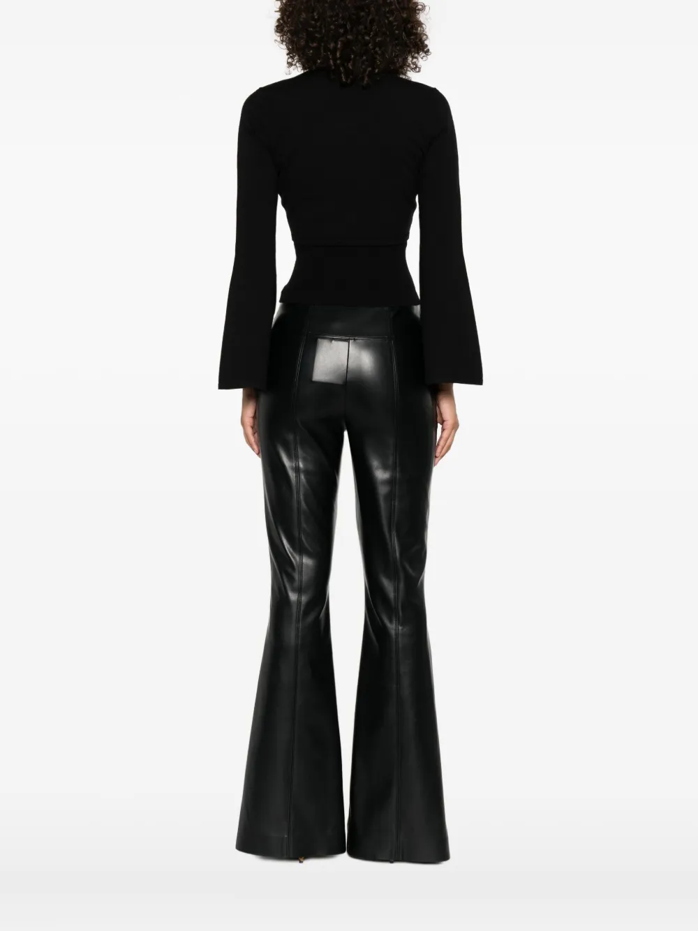 Twinset Bell-sleeve Twist-front Top In Black