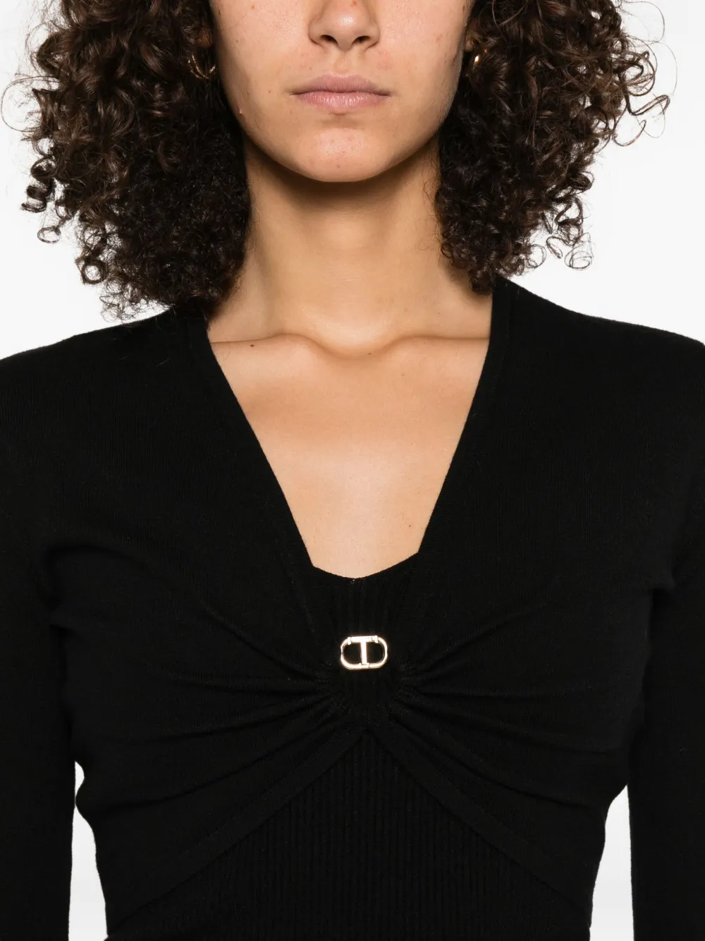 TWINSET Top met gedraaide voorkant en klokmouwen Zwart