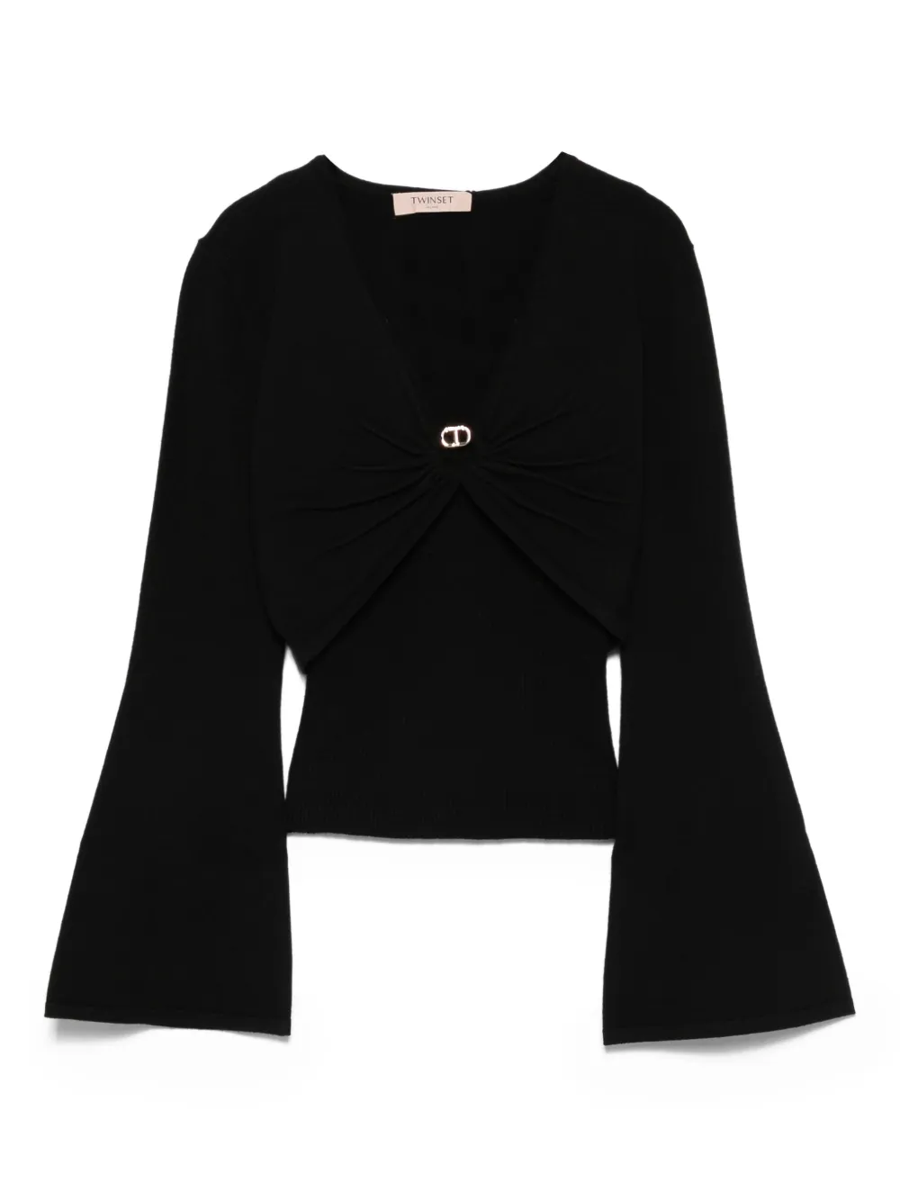 TWINSET Top met gedraaide voorkant en klokmouwen Zwart