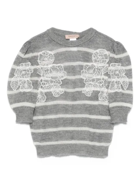 TWINSET striped floral-embroidered sweater