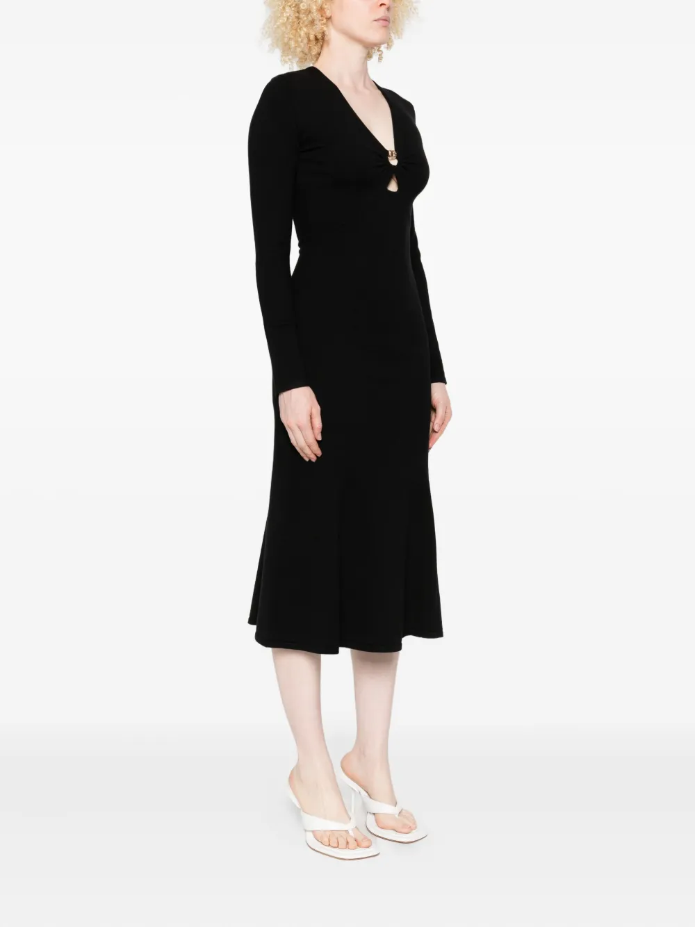 TWINSET Midi-jurk met gedraaid detail en lange mouwen Zwart