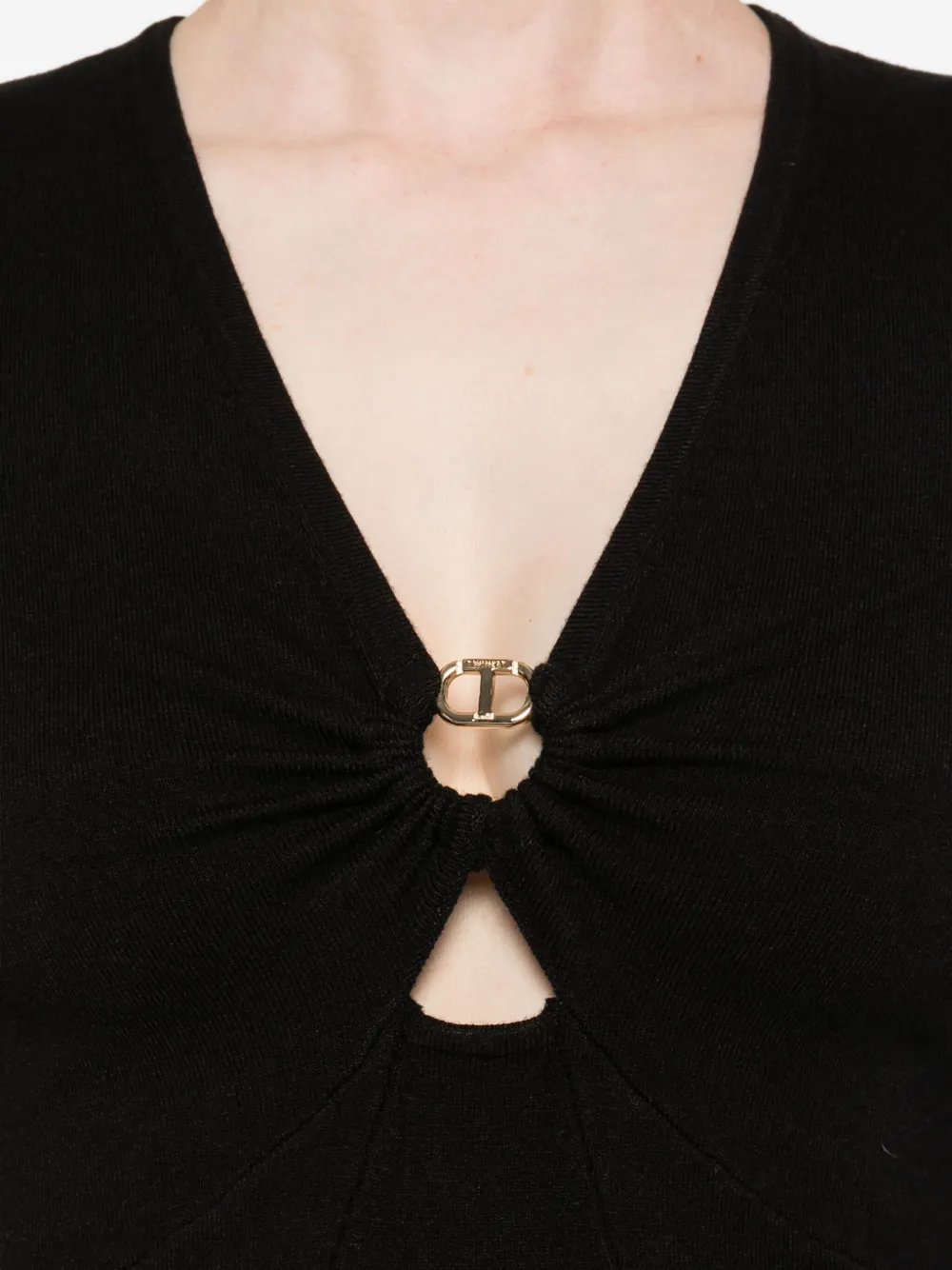 TWINSET Midi-jurk met gedraaid detail en lange mouwen Zwart
