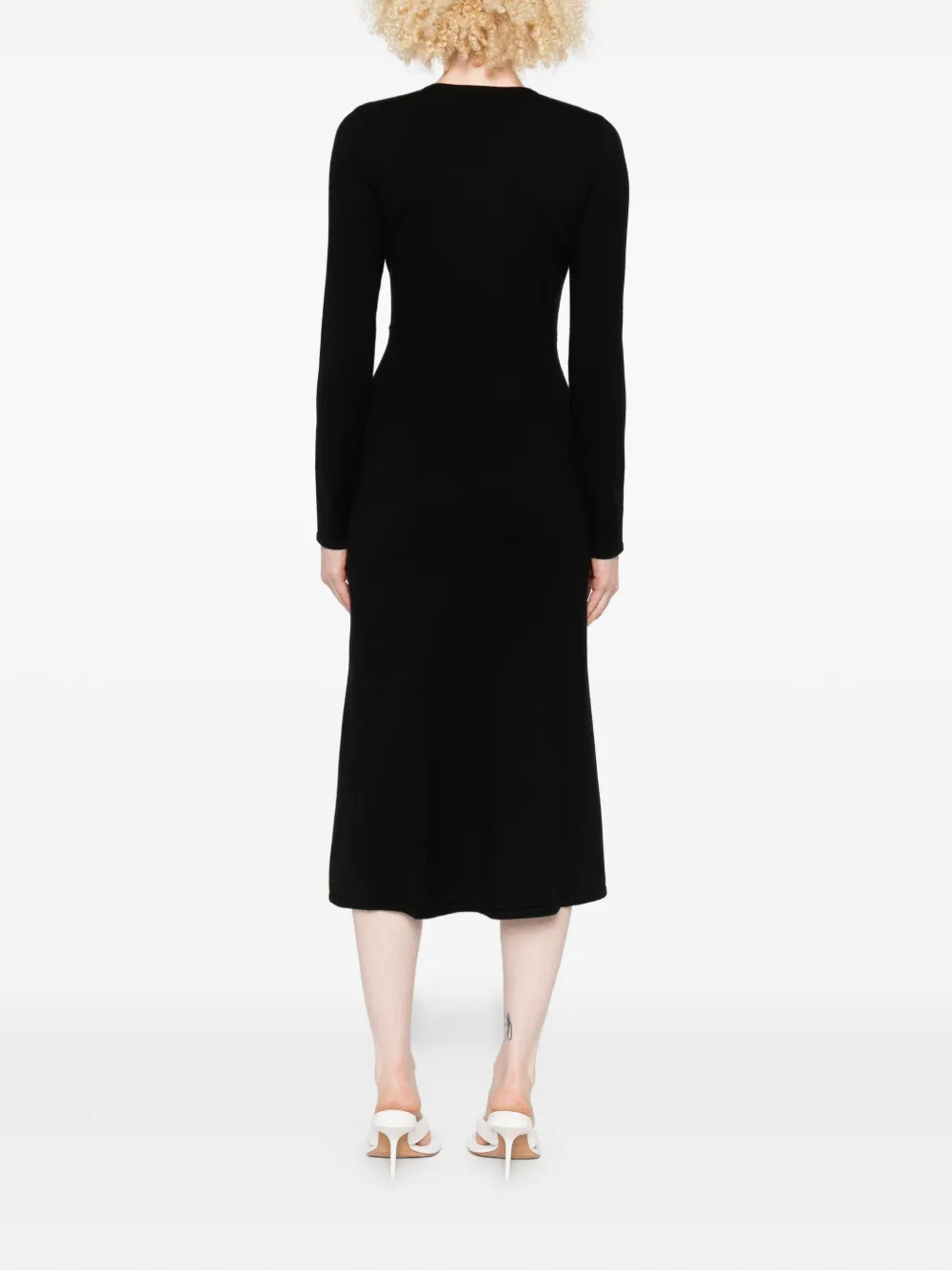 TWINSET Midi-jurk met gedraaid detail en lange mouwen Zwart