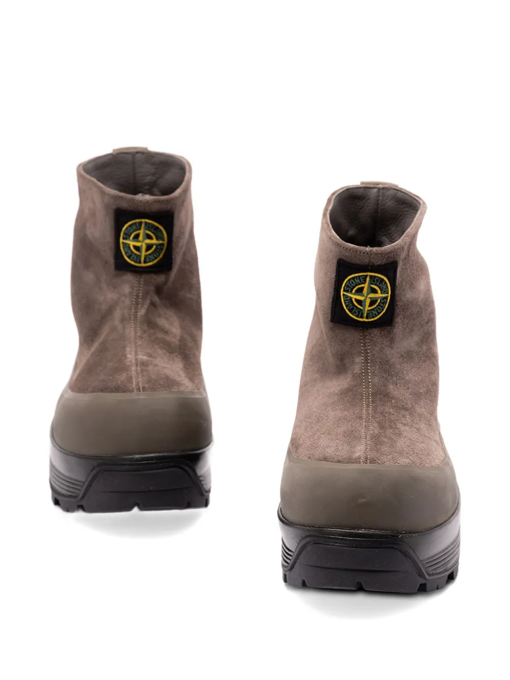 Stone Island Suede Logo-patch Boots In Brown