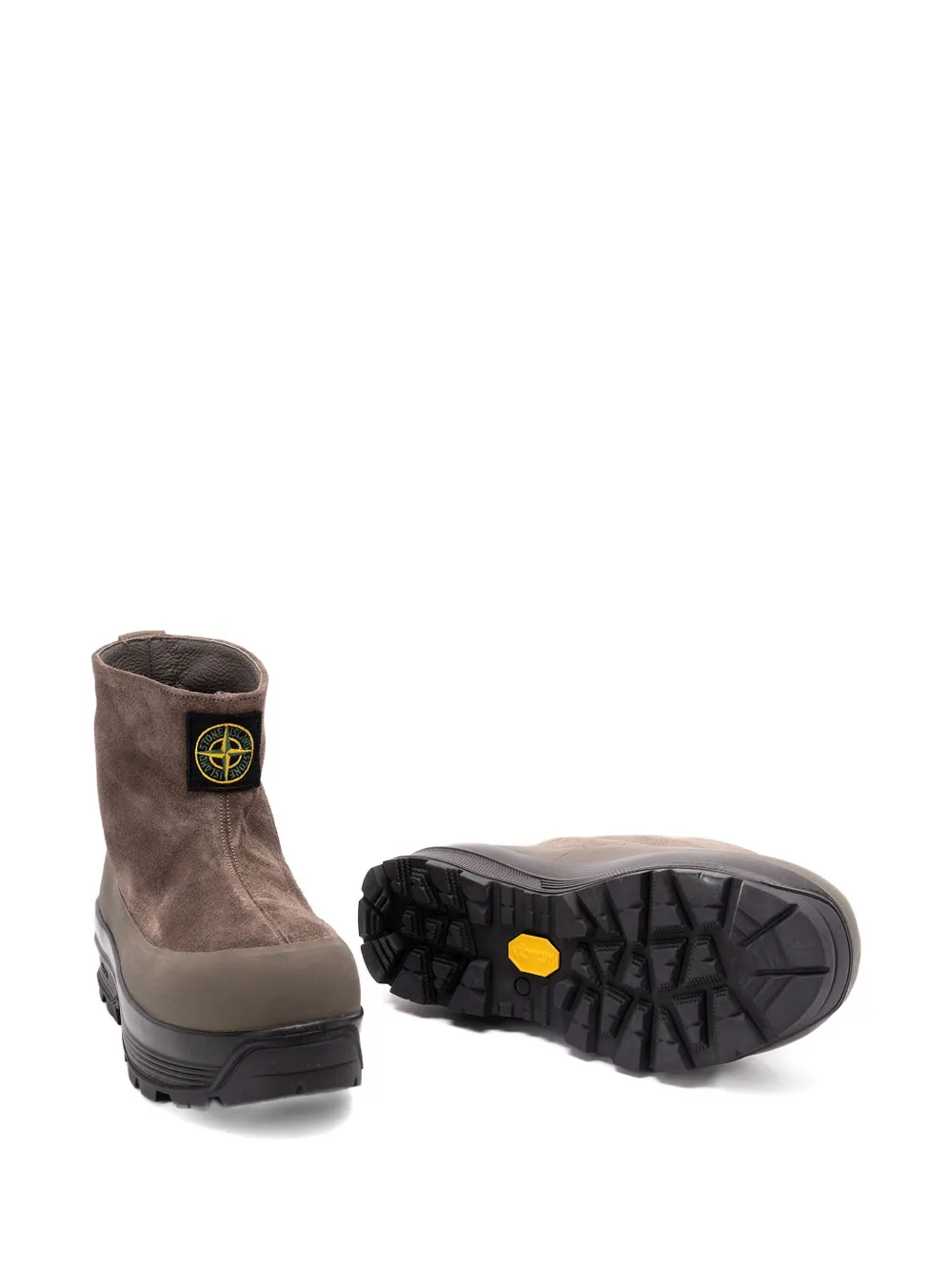 Stone Island Suede Logo-patch Boots In Brown