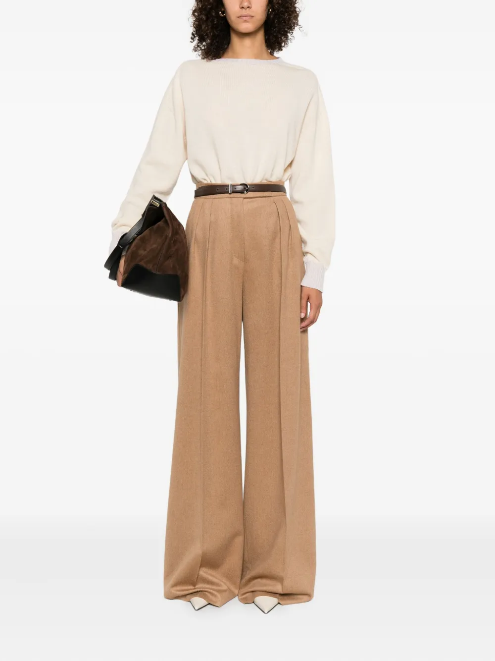 TWINSET Trui met boothals van kasjmier-wolblend Beige
