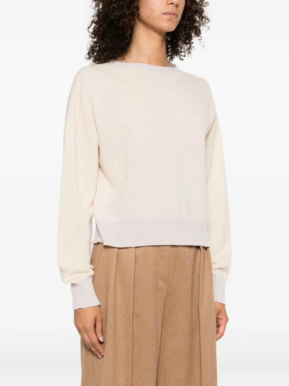 TWINSET Trui met boothals van kasjmier-wolblend Beige