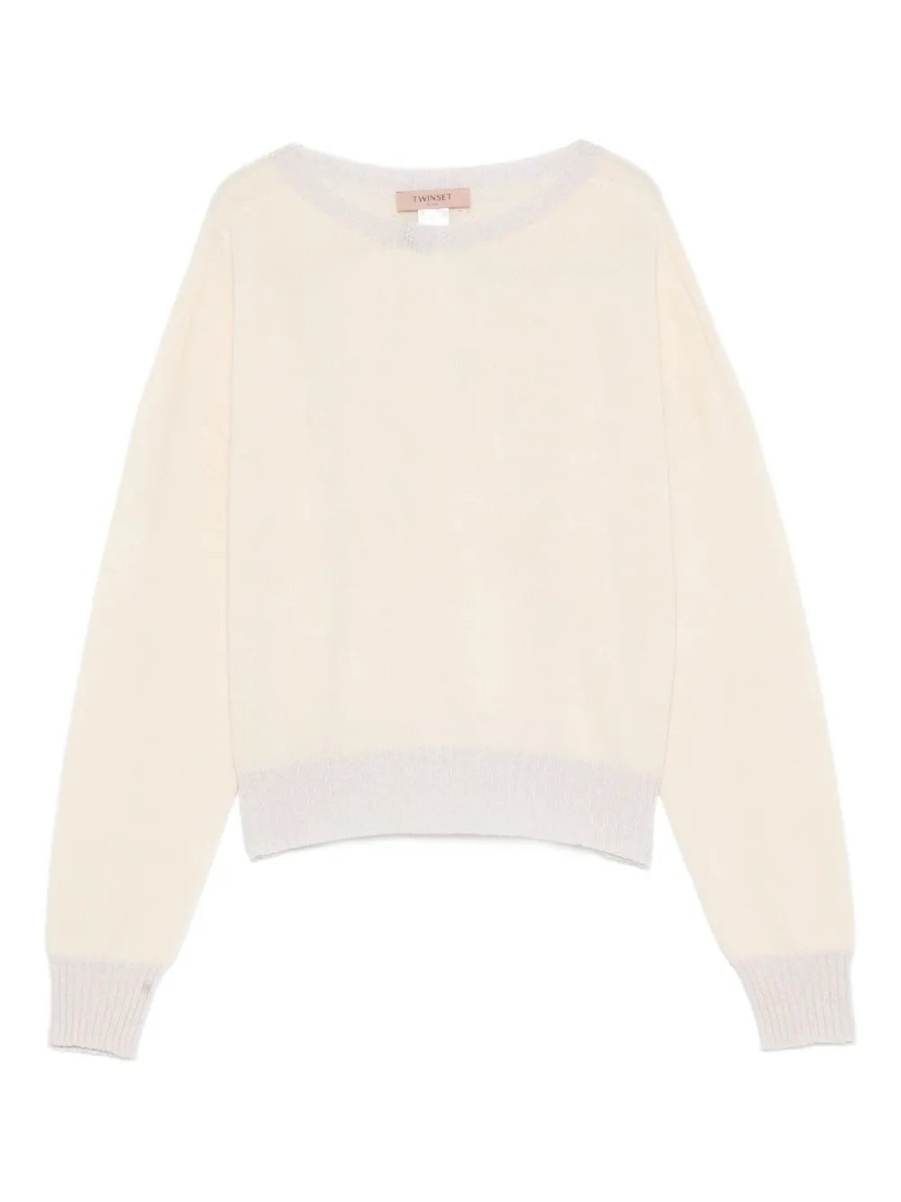 TWINSET Trui met boothals van kasjmier-wolblend Beige