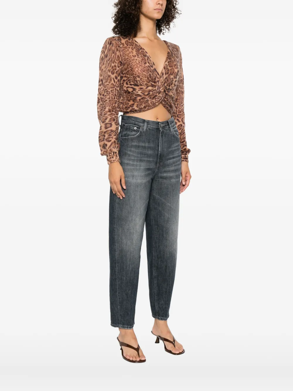 Twinset Leopard Print Twist-front Sweater In Animal Print