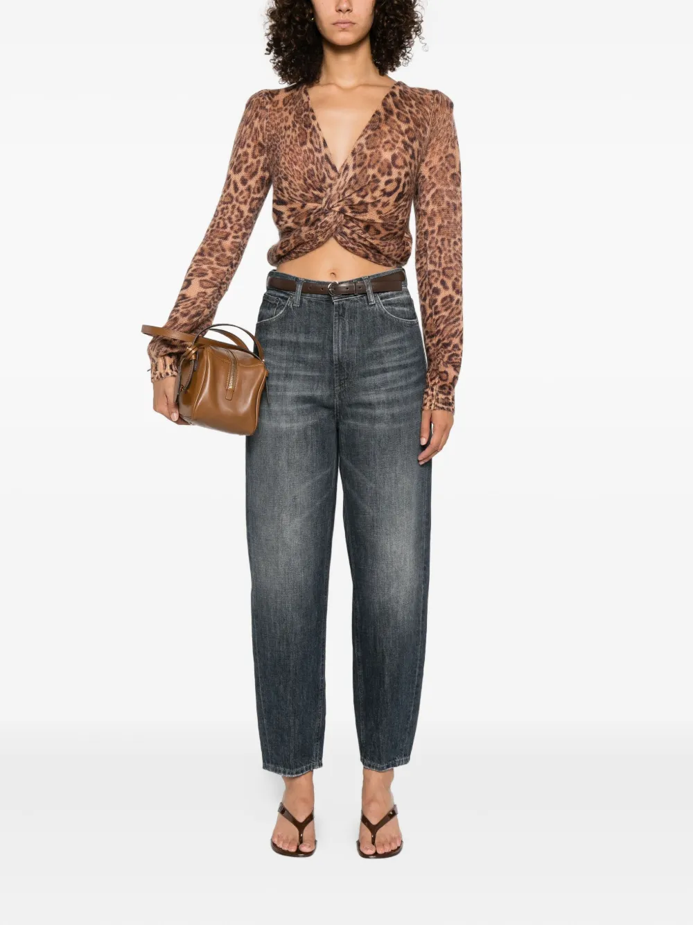 TWINSET Trui met luipaardprint en gedraaide voorkant Bruin