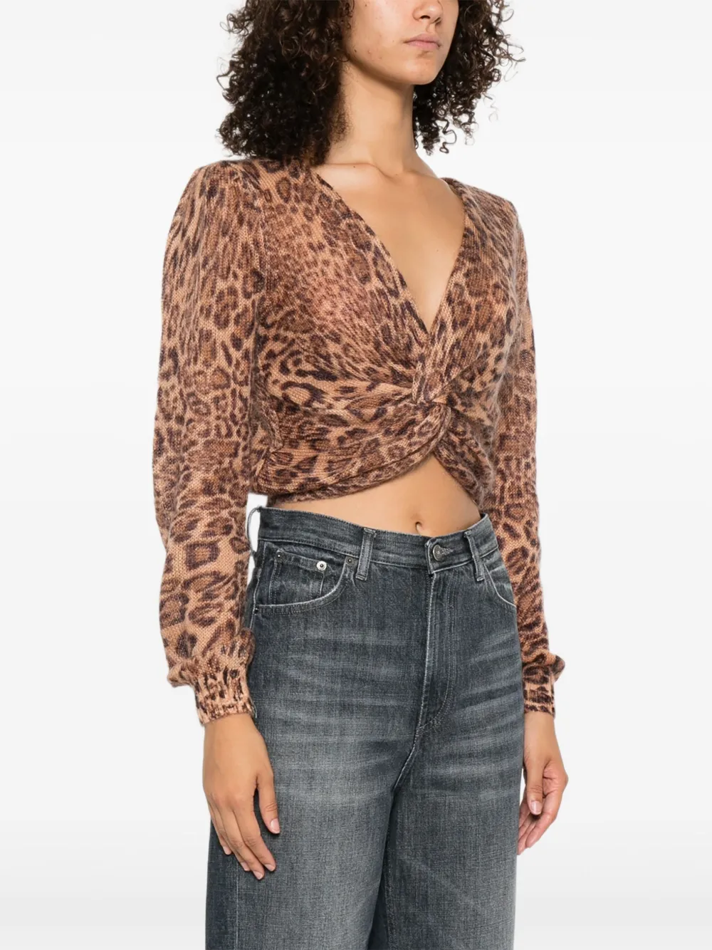 TWINSET Trui met luipaardprint en gedraaide voorkant Bruin
