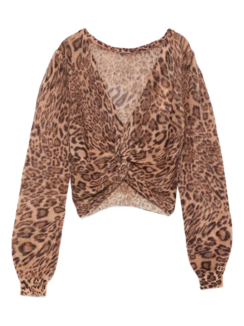 TWINSET — leopard print twist-front sweater