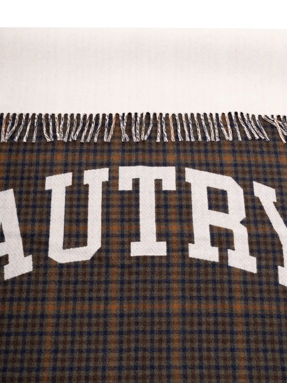  Autry Checked Fringed Throw - Brown 