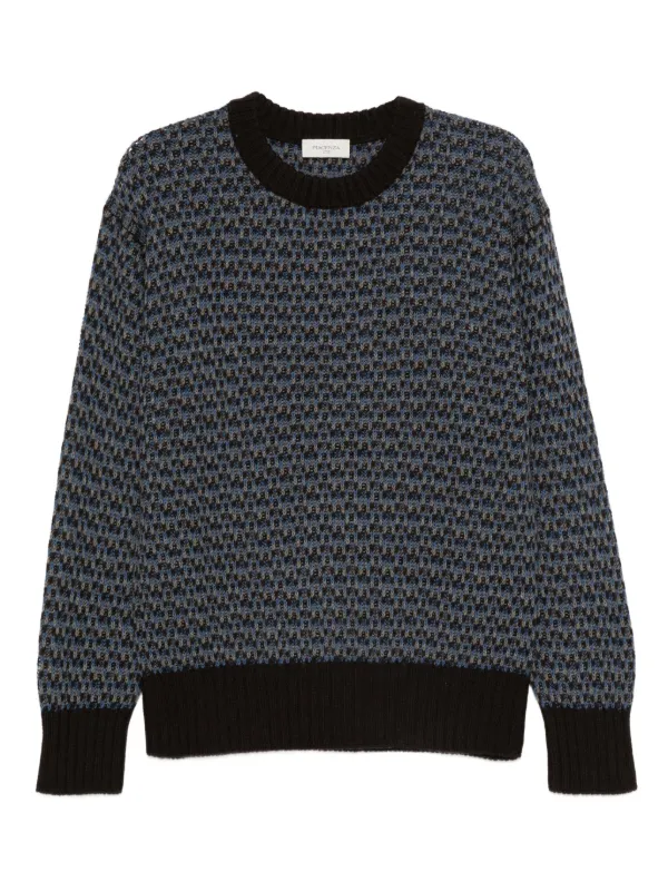 Piacenza Cashmere Maglione Girocollo Con Motivo Blu FARFETCH IT