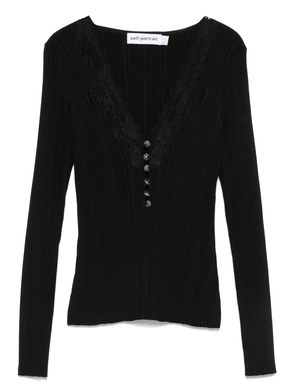 Self-Portrait belted-embellished top Zwart