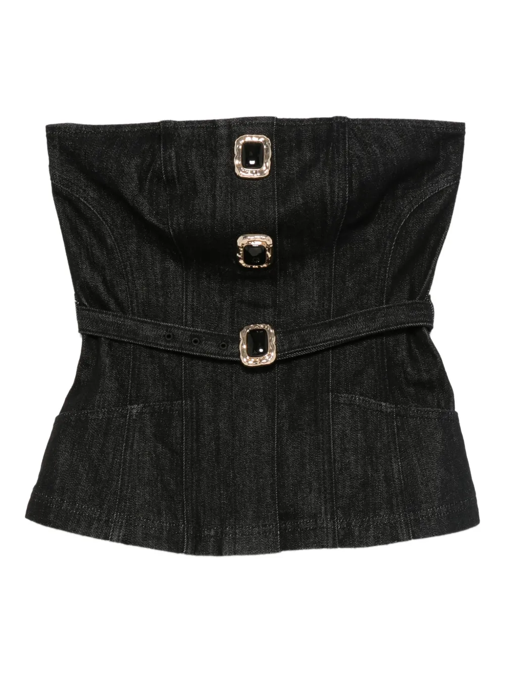 Self-Portrait belted-embellished top | Black | Image 1