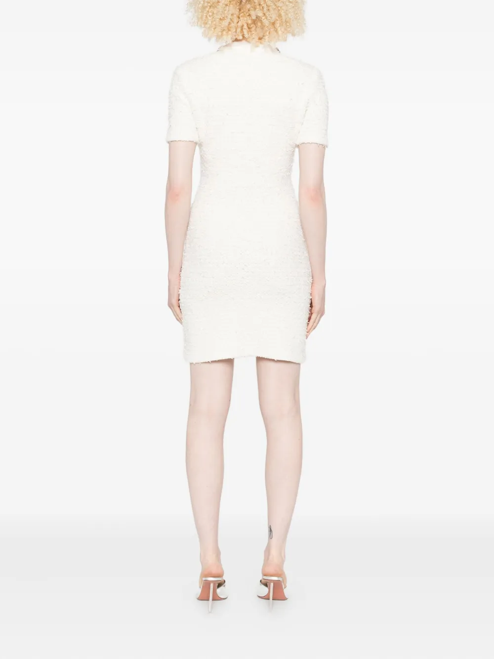 Self-Portrait Mini-jurk verfraaid met knopen Beige
