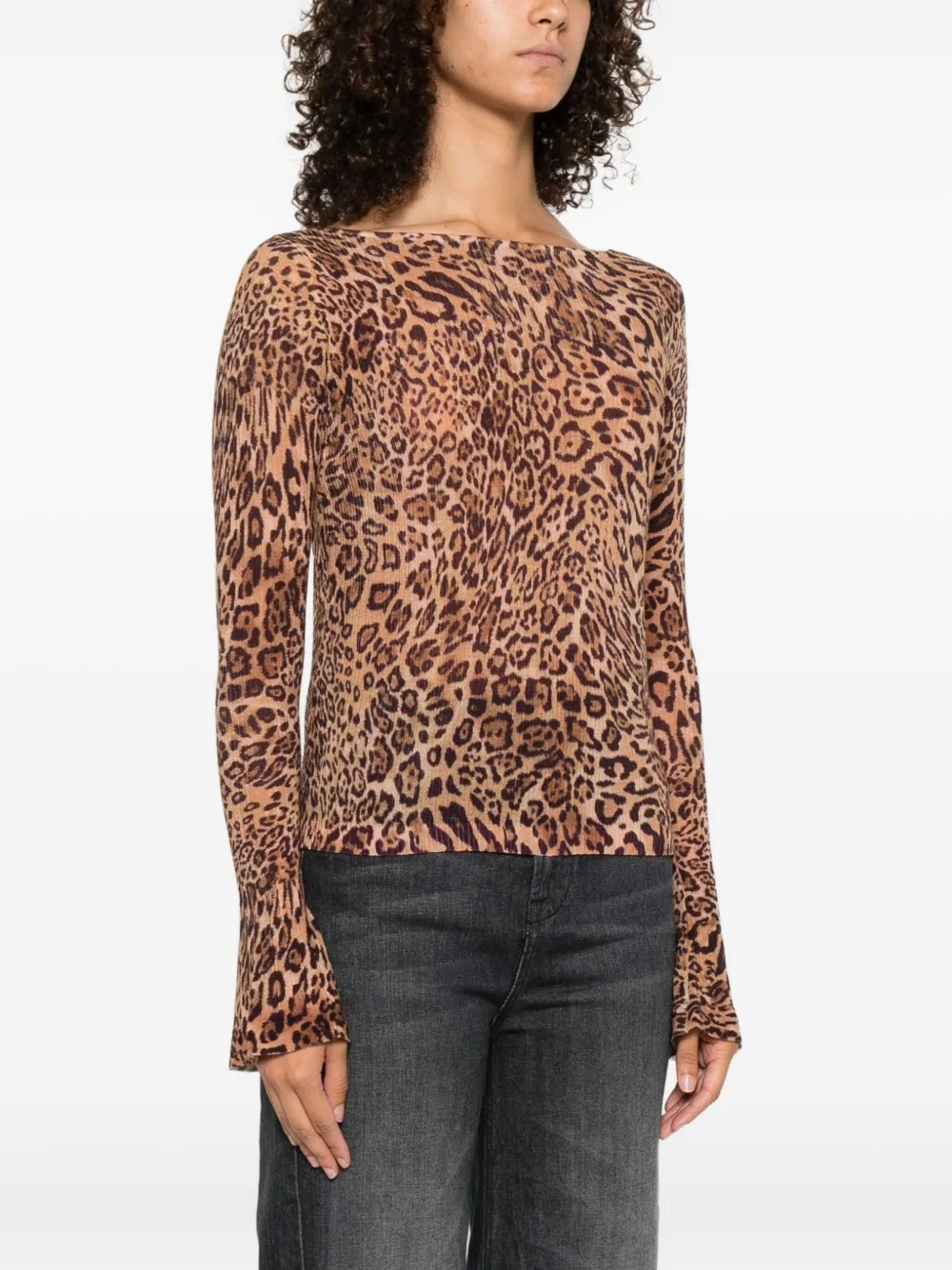 TWINSET Top met luipaardprint en klokmouwen Bruin