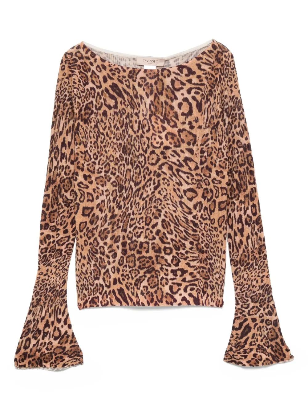 TWINSET Top met luipaardprint en klokmouwen Bruin